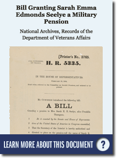 Bill Granting Sarah Emma Edmonds Seelye a Military Pardon