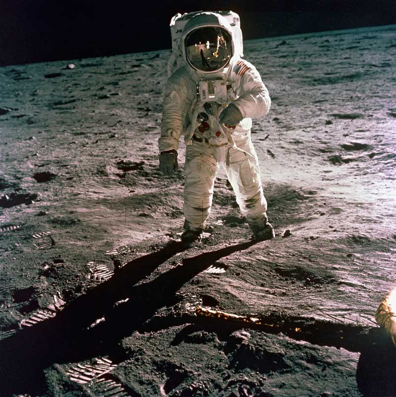 Apollo 11 Mission image - Astronaut Edwin Aldrin walks near the Lunar Module