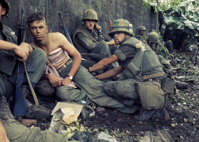 Navy Hospital Corpsman treats the wounds of Private First Class during Operation Hue City.