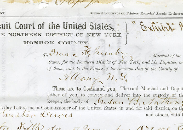 Susan B Anthony arrest order