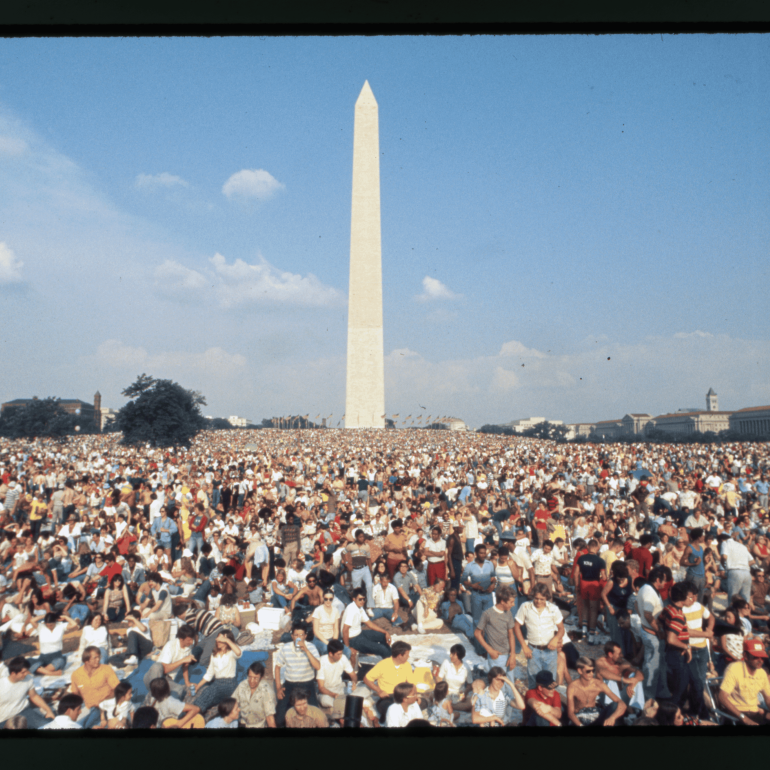 Washington, DC: Crowd Covers Grounds of the Washington Monument Prior to July 4 Fireworks, 1976