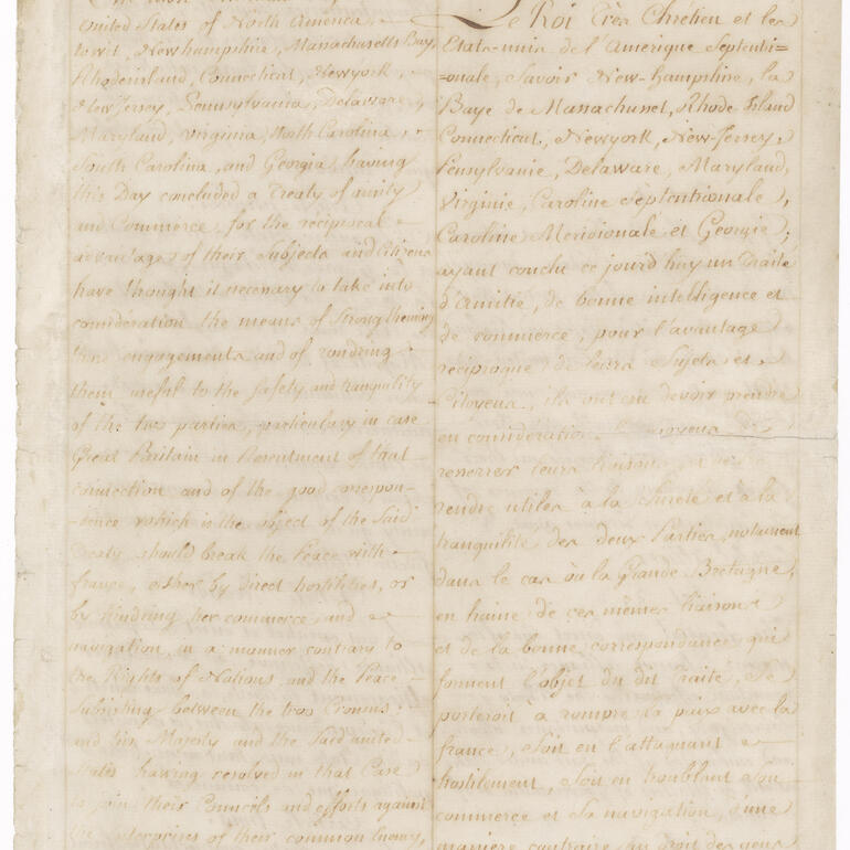 The first page of the Treaty of Alliance with France, February 6, 1778