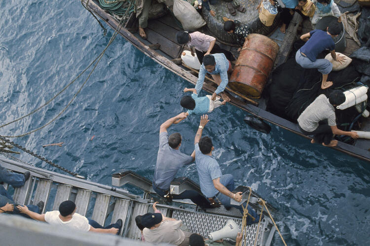 Vietnamese refugees at sea