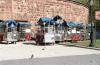 Abandoned food carts are seen on September 11, 2001 in New York City.