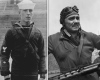 Portraits of Humphrey Bogart and Clark Gable in military uniforms
