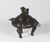 Bronze incense burner with inlaid lacquer, shell, nacre traditional motifs 