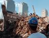 A worker stands at Ground Zero in New York City.