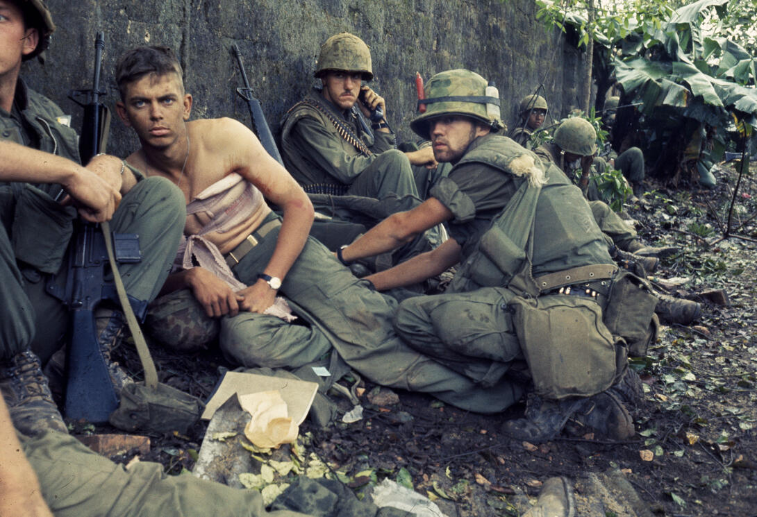 Navy Hospital Corpsman treats the wounds of Private First Class during Operation Hue City.