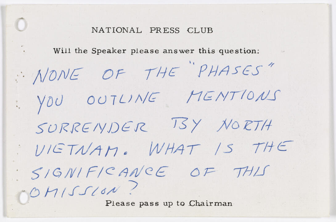 Questions submitted to General Westmoreland by reporters