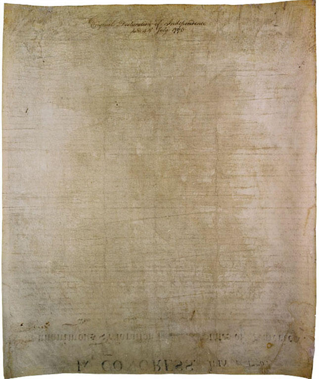 Back of the Declaration of Independence