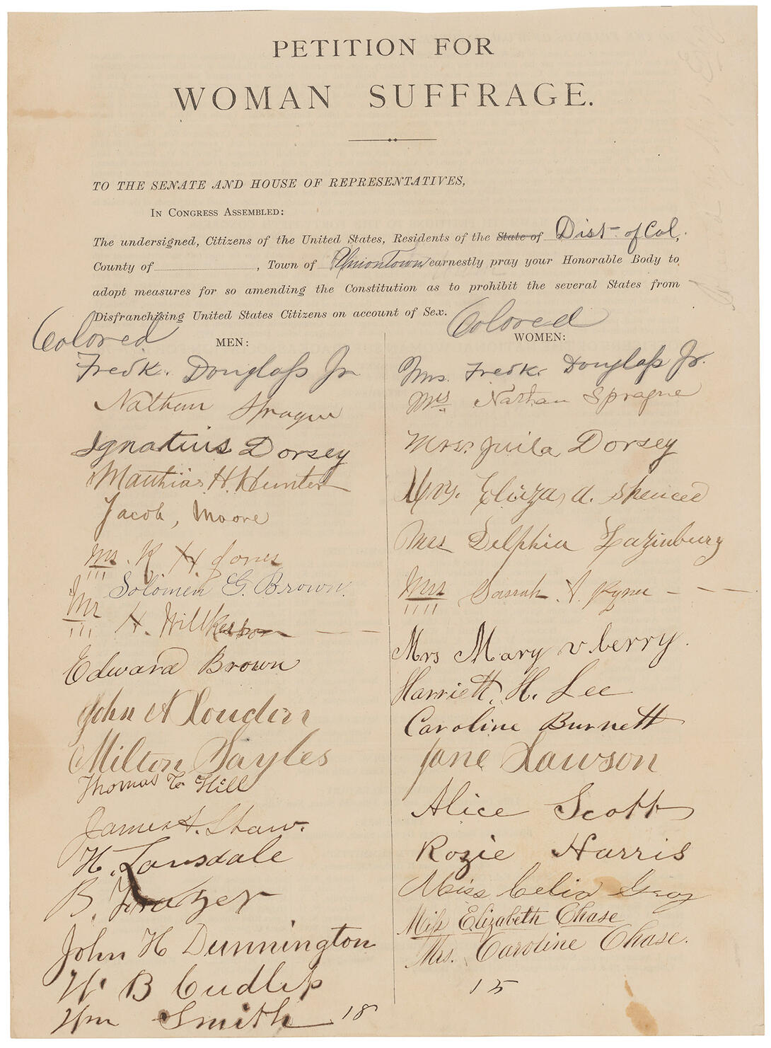 African American Woman Suffrage Petition