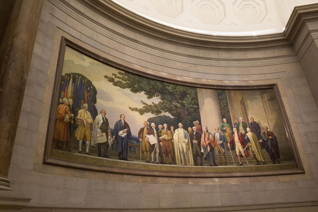 Faulkner Mural showing the presentation of the Constitution