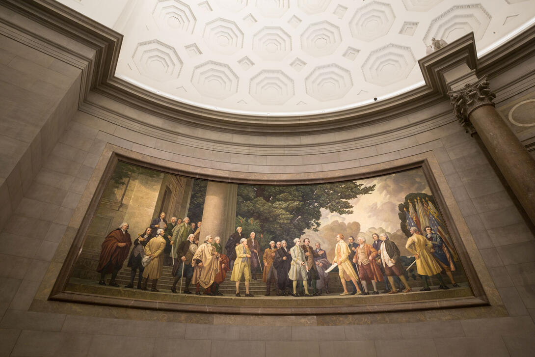 Faulkner Mural showing the presentation of the Declaration of Independence