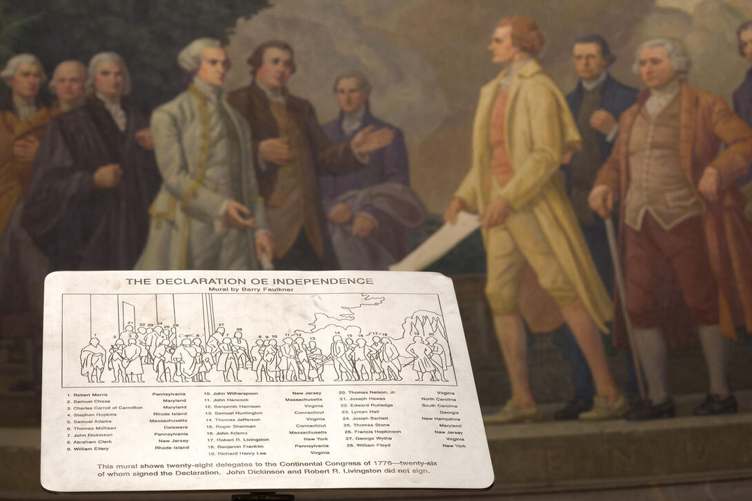 Faulkner Mural showing the presentation of the Declaration of Independence