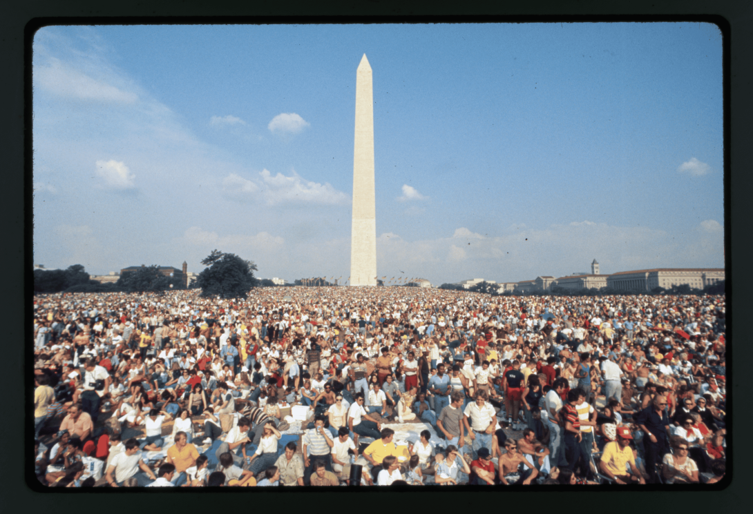 Washington, DC: Crowd Covers Grounds of the Washington Monument Prior to July 4 Fireworks, 1976