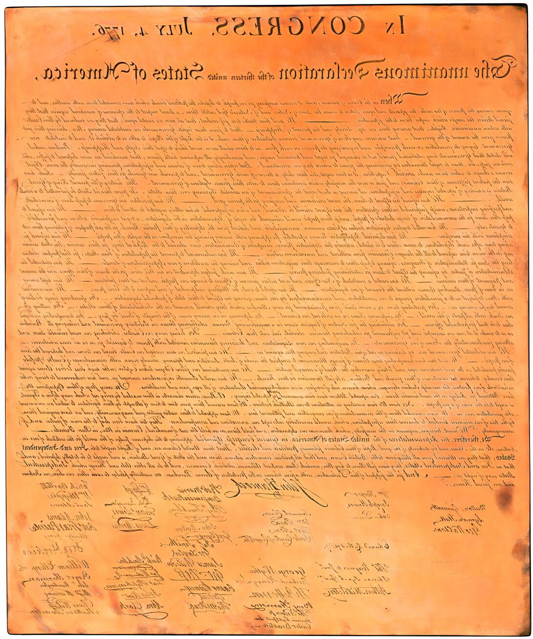 William J. Stone Copperplate Engraving of the Declaration of Independence