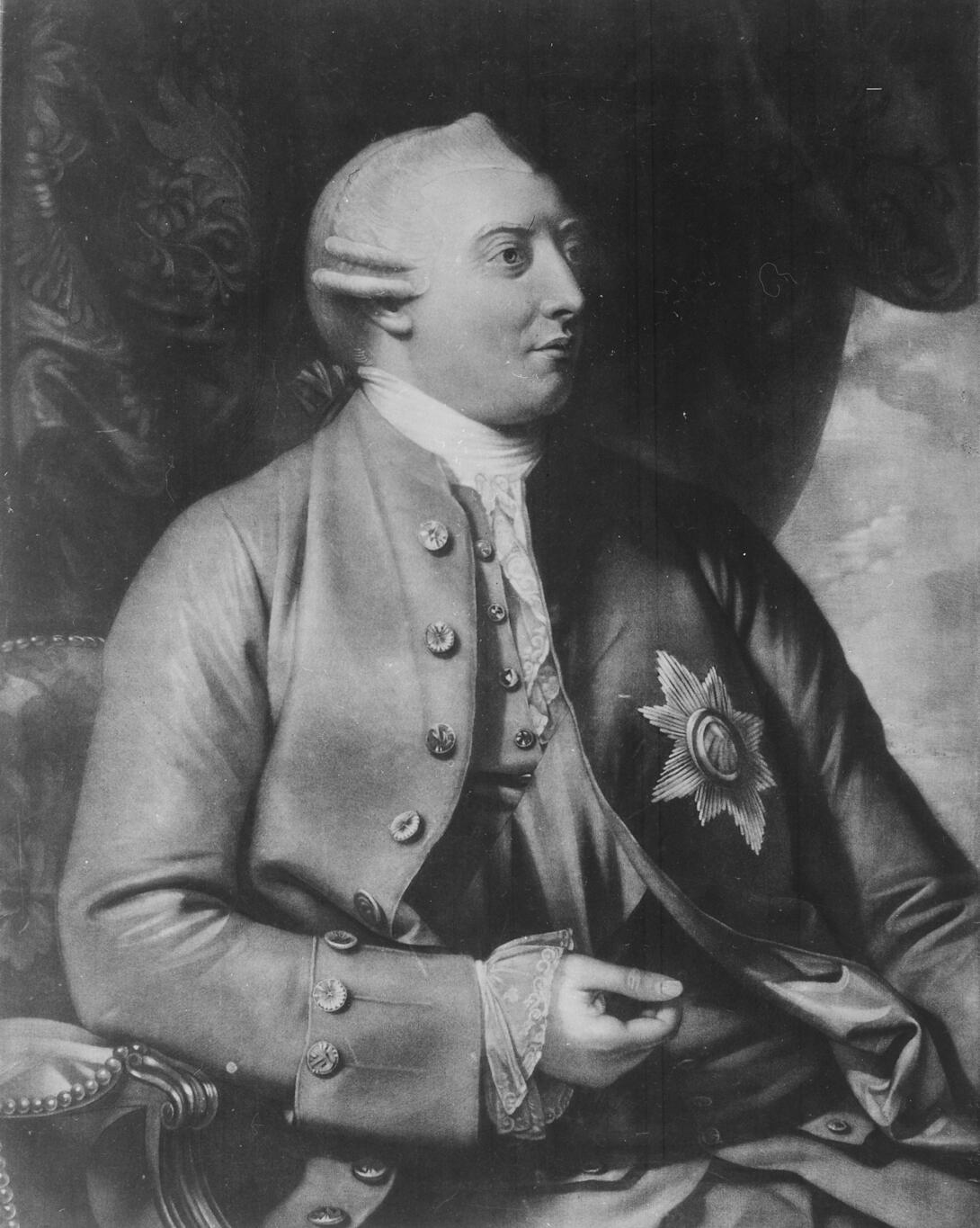 Black and white image of King George