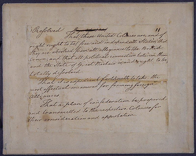 Lee Resolution, June 7, 1776