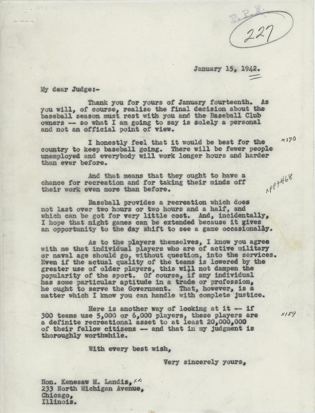 Black and white document with black typed text and handwritten notes