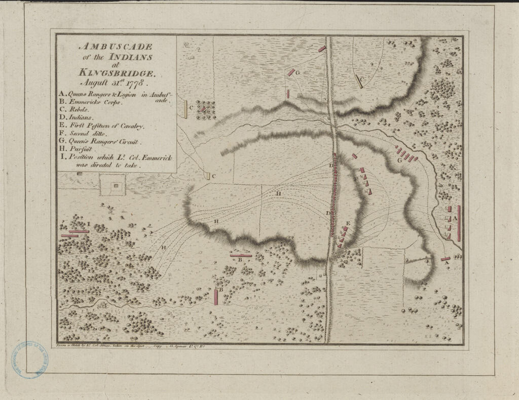 Color map showing the skirmish of Indians and British Forces