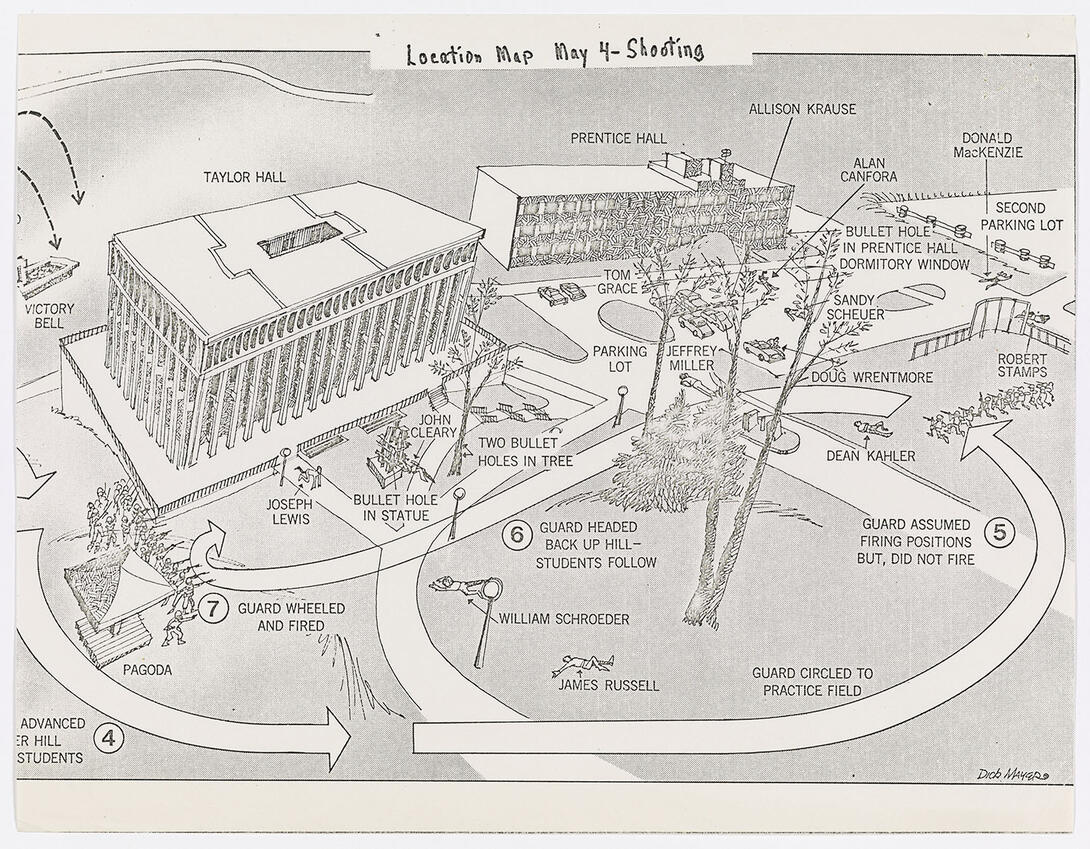 Black and white map of Kent State University