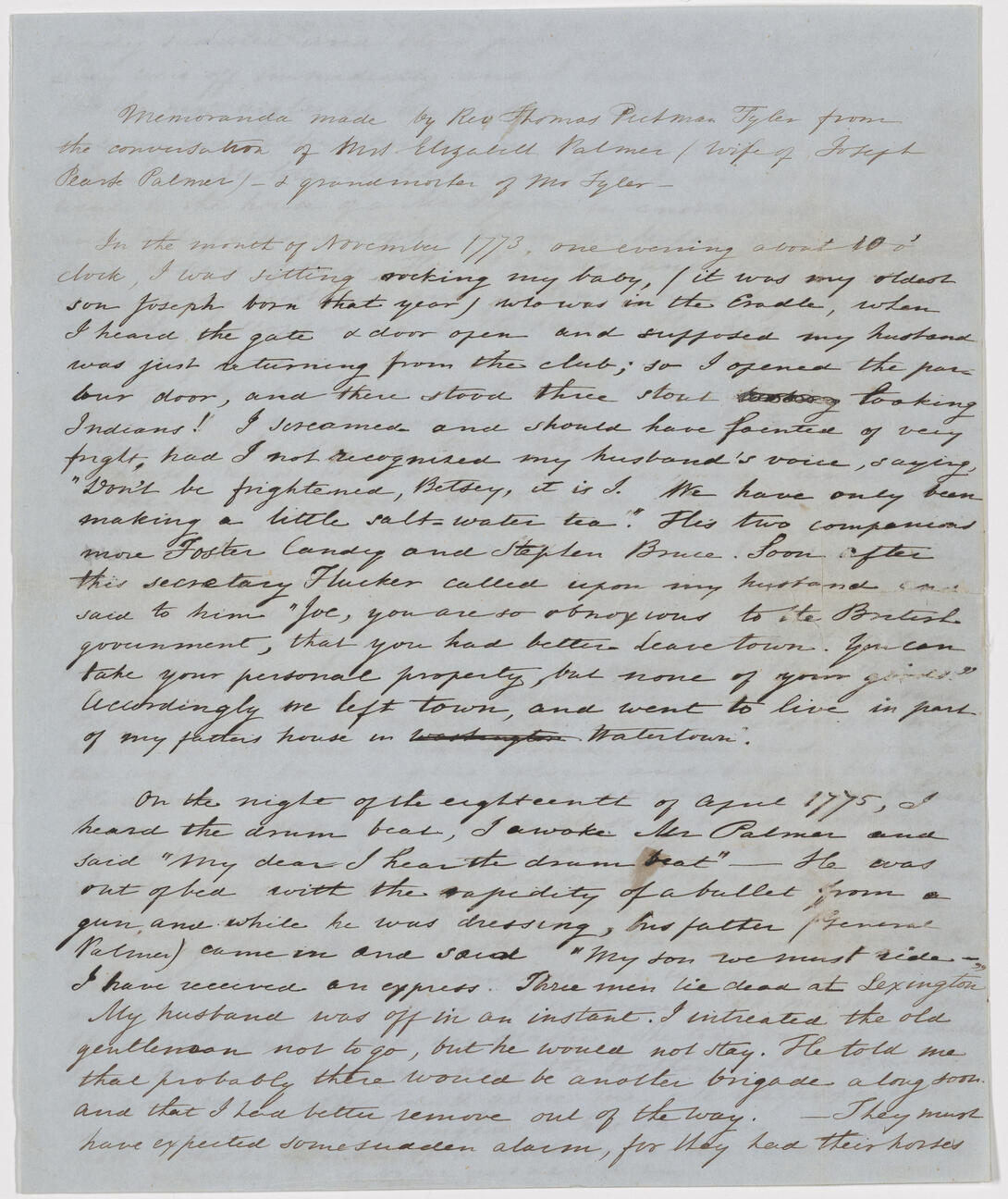 Aged document on blue paper with black handwritten text