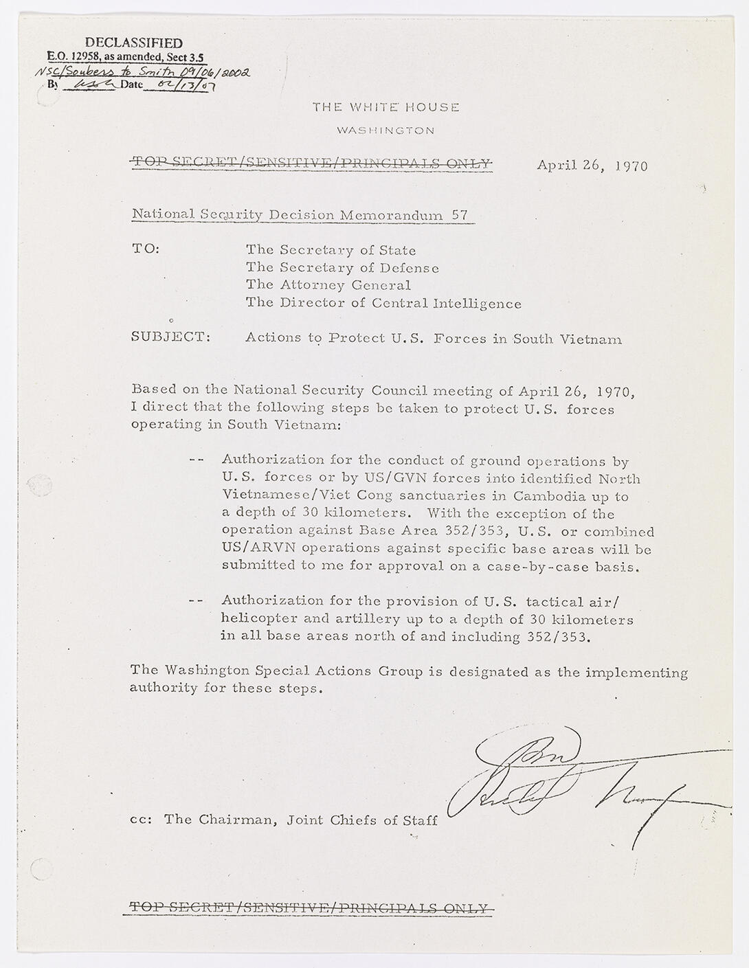 Memorandum with black typewritten text and signature