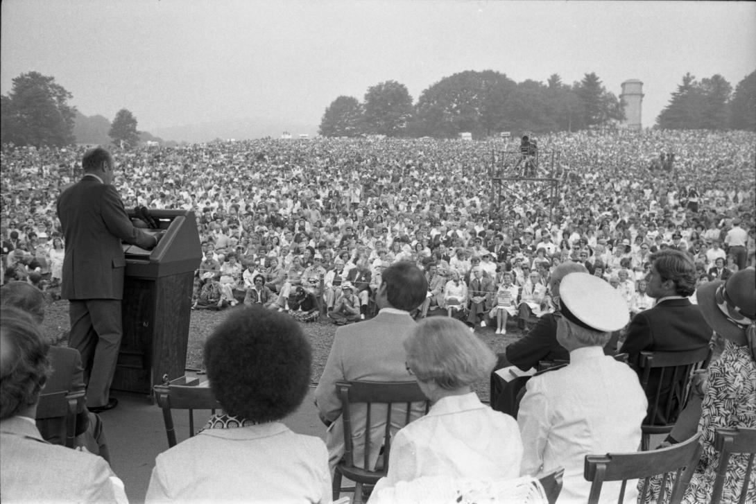 President Gerald Ford Delivering Remarks at Valley Forge State Park, 1976